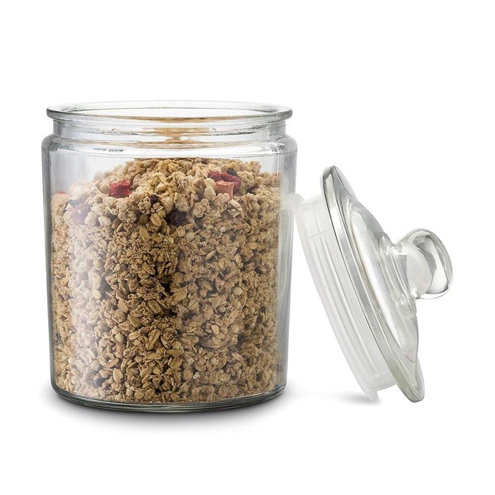 Machine Jar Storage Bottles & Jars Cover Glass Storage Canister, Clear Jar, with Clear Glass Kitchen Food Glass Lid- 1/2 Gallon