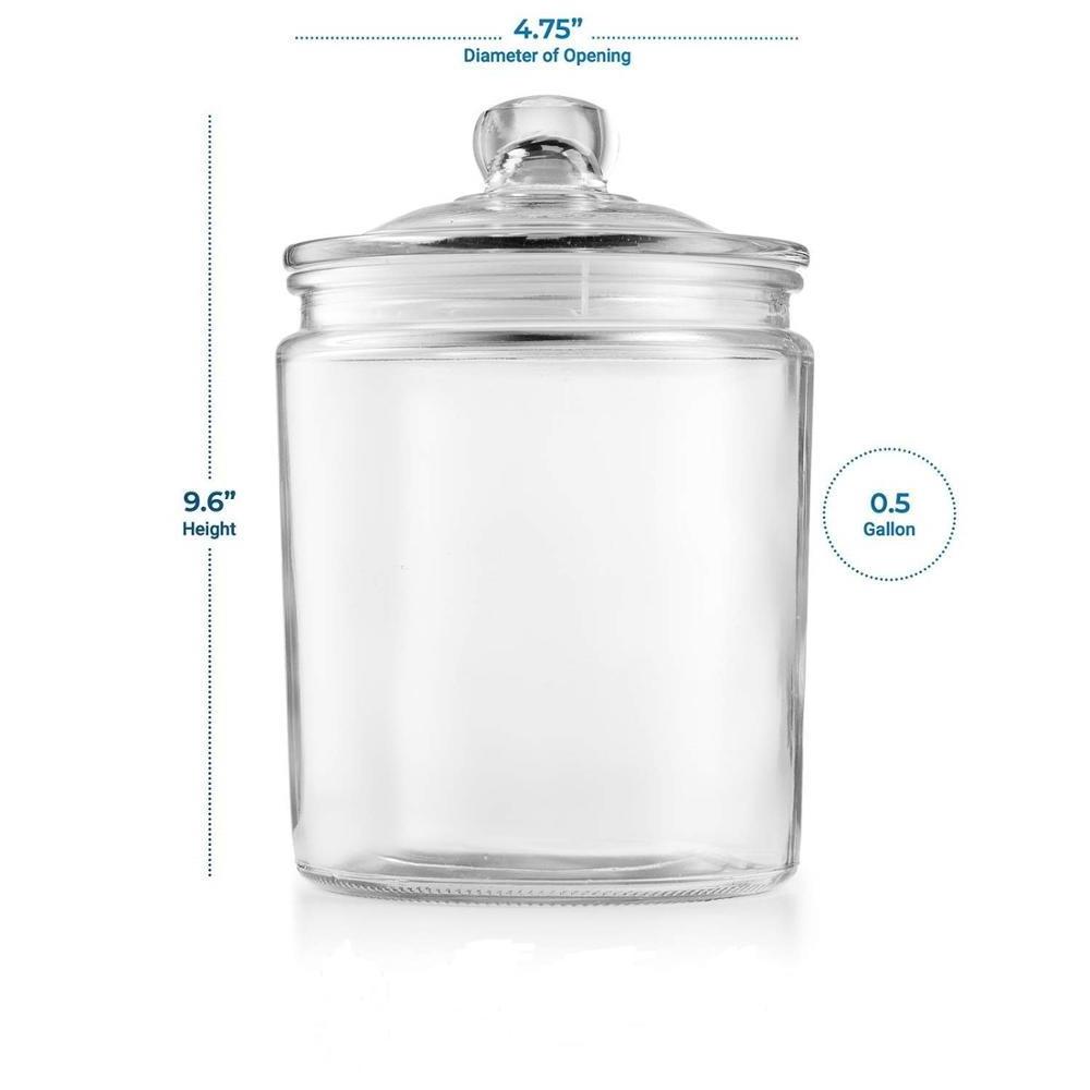 Machine Jar Storage Bottles & Jars Cover Glass Storage Canister, Clear Jar, with Clear Glass Kitchen Food Glass Lid- 1/2 Gallon