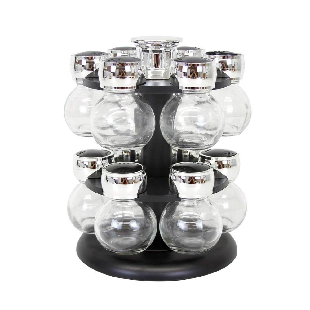 Revolving Spice Rack Jars Bottles Kitchen Countertop Herbs Spices Seasoning Storage Organizer 6or12 Glass Machine CLASSIC Stock