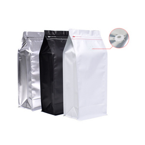 Matt White/Black/ Silver Metallic Coffee Bag With One-way Valve Self Standing Zipper Bags