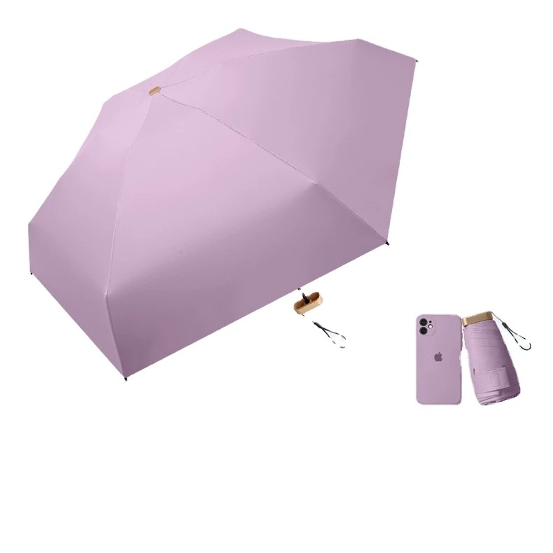 Factory Directly Sell Six Fold Flat Mini Pocket Sun Umbrella Shade Ultra Light Compact Portable Umbrella Lady