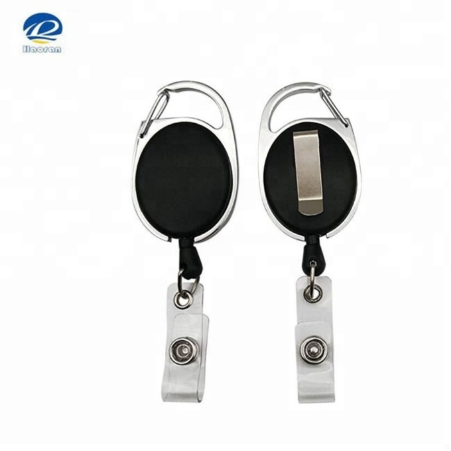 Vertical Style Heavy Duty ID Card Holders Retractable Badge Holders with Carabiner Reel Clip