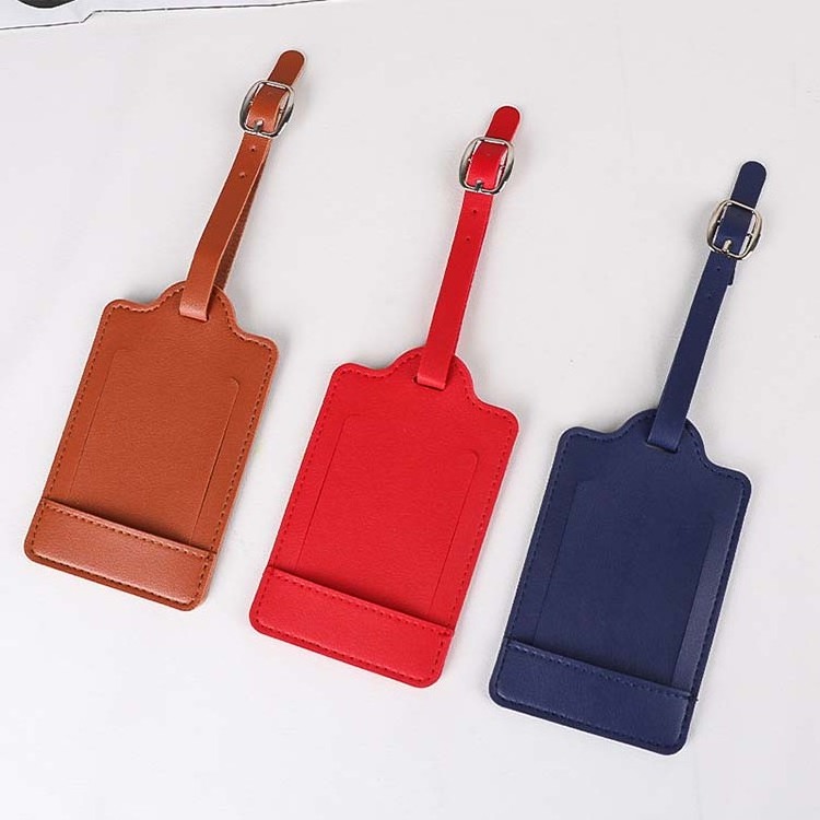 Wholesale Custom Print Bulk PU Leather Elegant Airline Baggage Tag  Holder Travel Cruise Luggage Tag With PVC Transparent Window