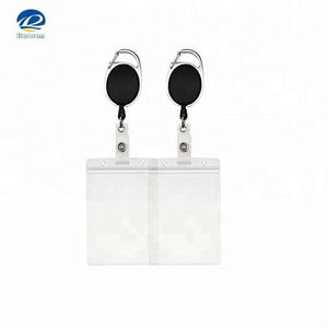 Vertical Style Heavy Duty ID Card Holders Retractable Badge Holders with Carabiner Reel Clip