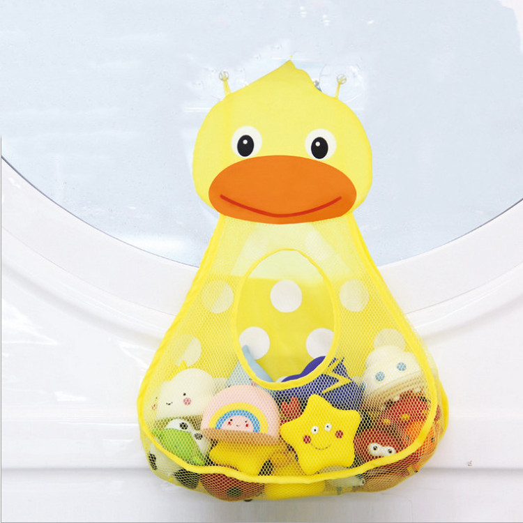 Yellow Duck Kids Bath Tub Toys Storage Mesh Basket Bag Bath Toy Organizer For Bathroom Storage & Nursery