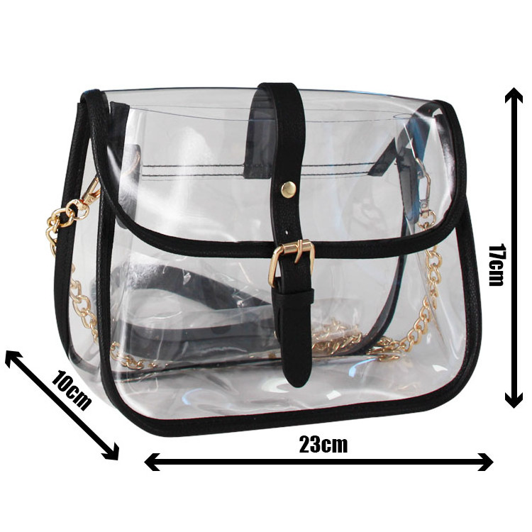 Inclined Chain Custom Clear Women's Shoulder Bags For Girls Transparent PVC Bag Sling Crossbody Messenger bag