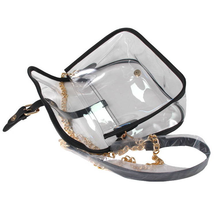 Inclined Chain Custom Clear Women's Shoulder Bags For Girls Transparent PVC Bag Sling Crossbody Messenger bag