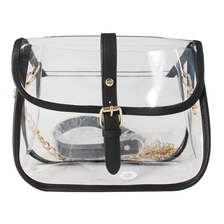 Inclined Chain Custom Clear Women's Shoulder Bags For Girls Transparent PVC Bag Sling Crossbody Messenger bag