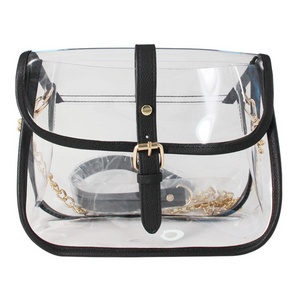 Inclined Chain Custom Clear Women's Shoulder Bags For Girls Transparent PVC Bag Sling Crossbody Messenger bag