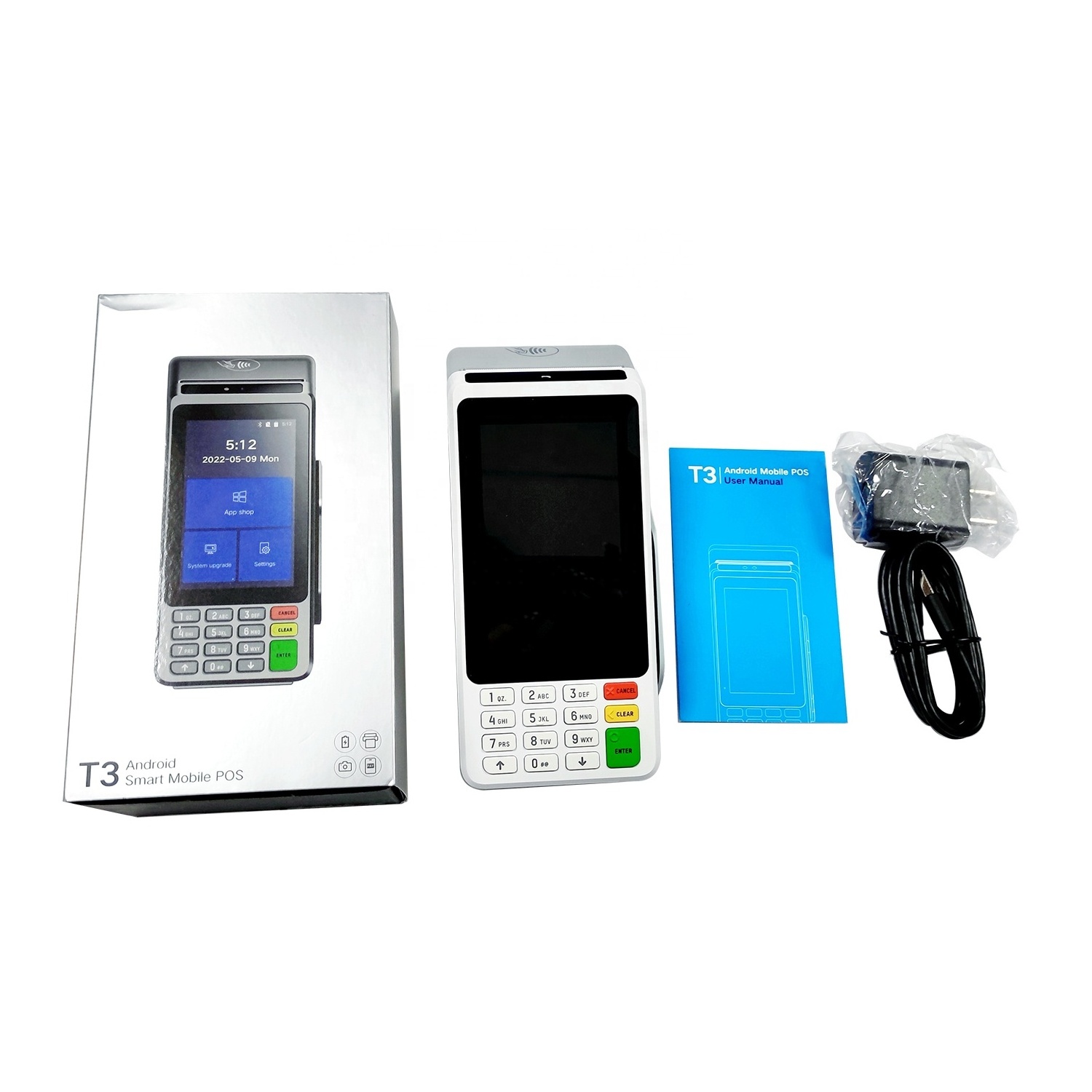 Mobile Android handheld POS system with thermal printer NFC magnetic card reader ATM card pos machine