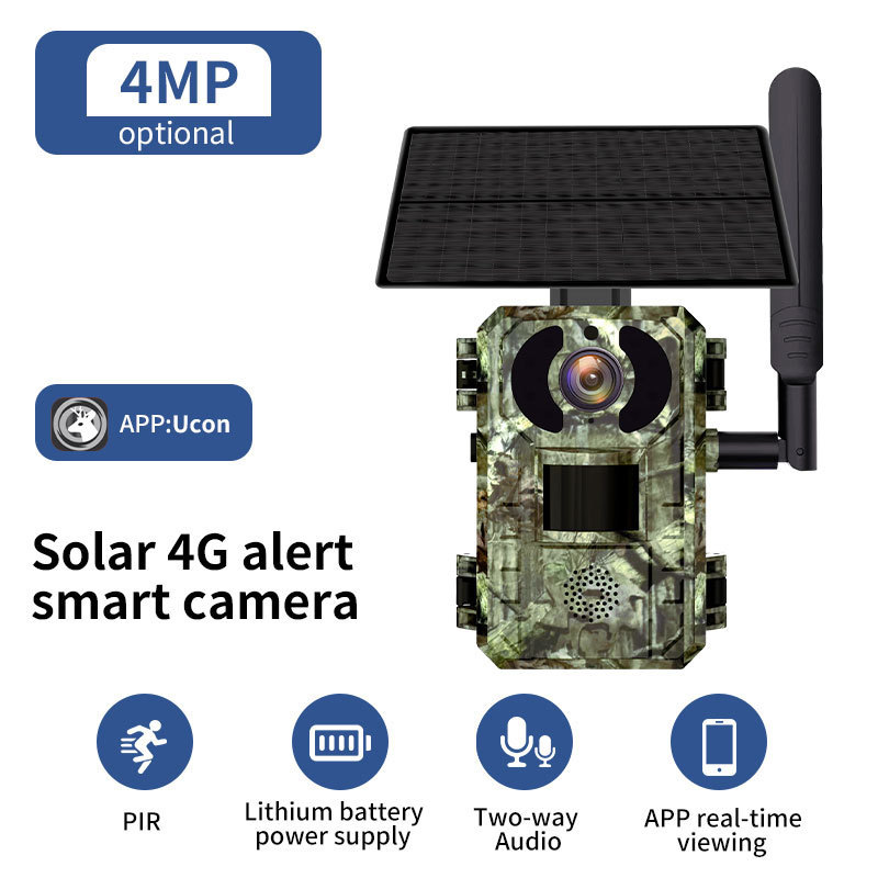 4G LTE Cellular IP66 Outdoor 2K 4MP Hunting Trail 4W Solar Panel 7800mAh Battery Wildlife Night Vision PIR Motion Camera