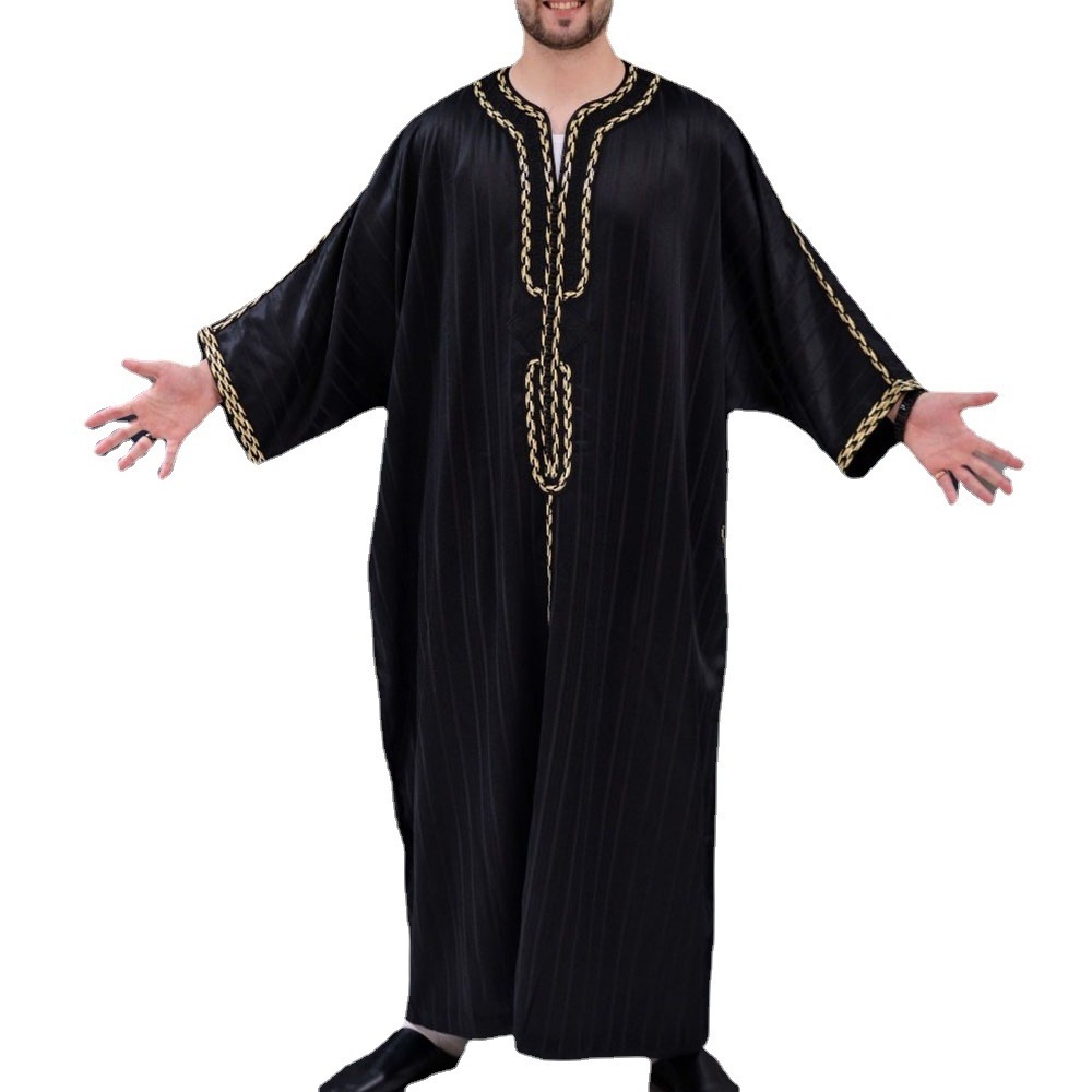 Traditional Muslim Clothing Islamic Quality Abaya Dubai Robe Islamic Man Dresses Arabia Saudi Moroccan Kaftan Thobe For Men