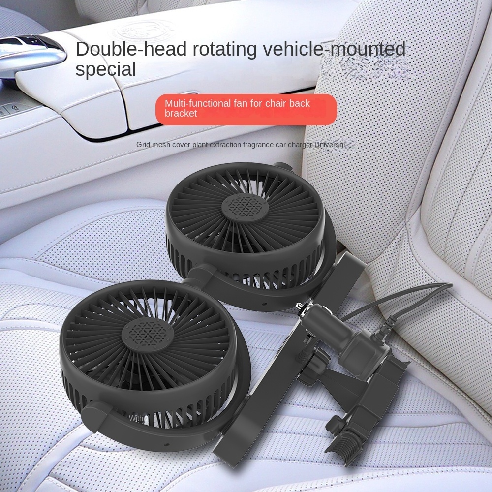 New Dual Head Usb Vehicle Adjustable Auto Cooler Electric Fan Usb Car Cooling Fan Multi Angle Rotatable 12v24v Seat Back Car Fan