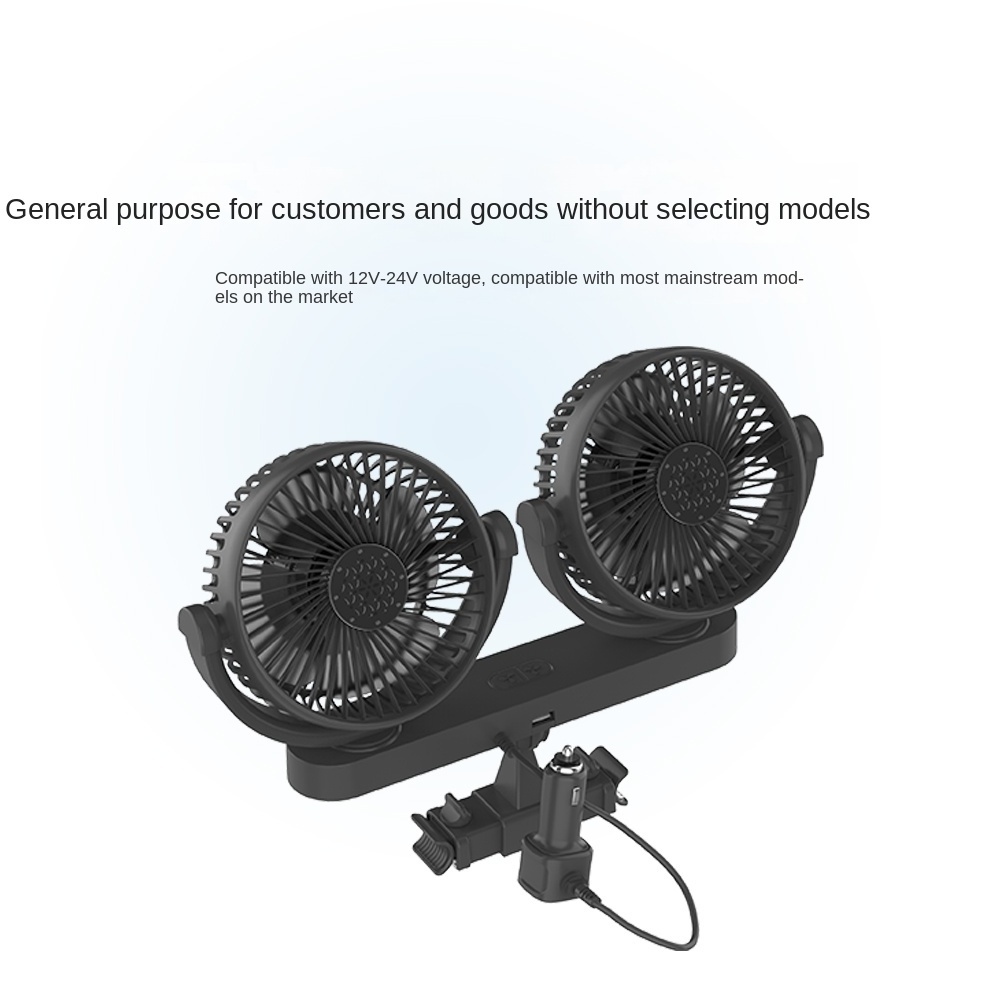 New Dual Head Usb Vehicle Adjustable Auto Cooler Electric Fan Usb Car Cooling Fan Multi Angle Rotatable 12v24v Seat Back Car Fan