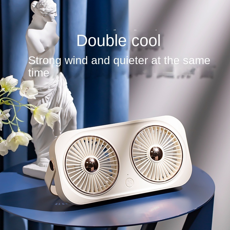 New Retro Desktop Outdoor Handheld Practical Double Motor Folding Fan Portable Desk Fan Usb Cooling Fan with 2000mah Battery