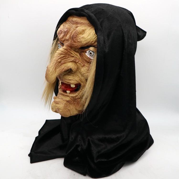 Amazon Hot Sale Scary Evil Old Witch Mask Horror Halloween Zombie Party Decorations