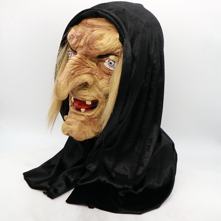 Amazon Hot Sale Scary Evil Old Witch Mask Horror Halloween Zombie Party Decorations