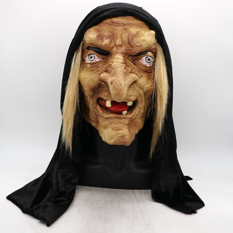 Amazon Hot Sale Scary Evil Old Witch Mask Horror Halloween Zombie Party Decorations