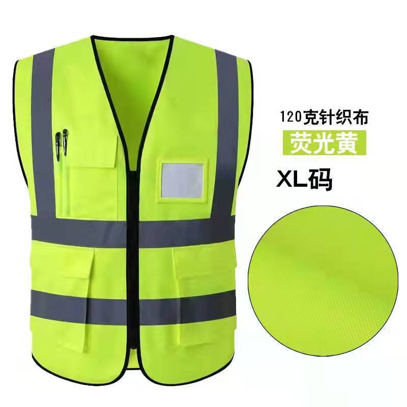 Yellow Fluorescent Blue Yellow Pink Reflective Safety Vests with Pouches