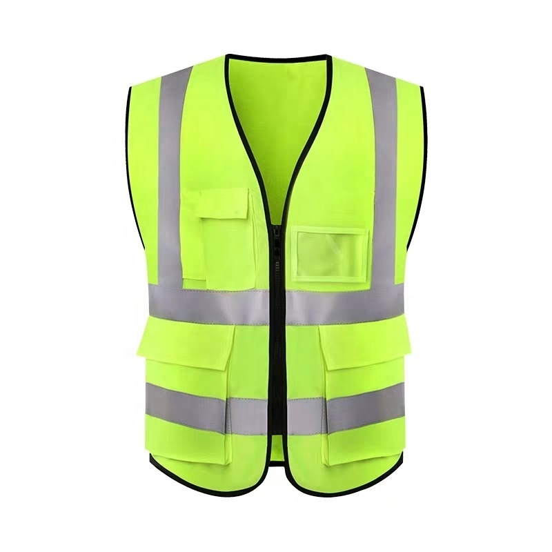 Yellow Fluorescent Blue Yellow Pink Reflective Safety Vests with Pouches