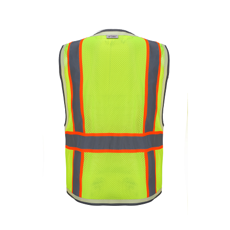 Hi-Vis Safety Vest Black Bottom Ripstop Medium  Mesh Neon Reflective Surveyor Vest