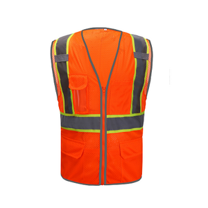 Custom  Heavy Duty Two Tone Mesh Safety Vest With Zipper