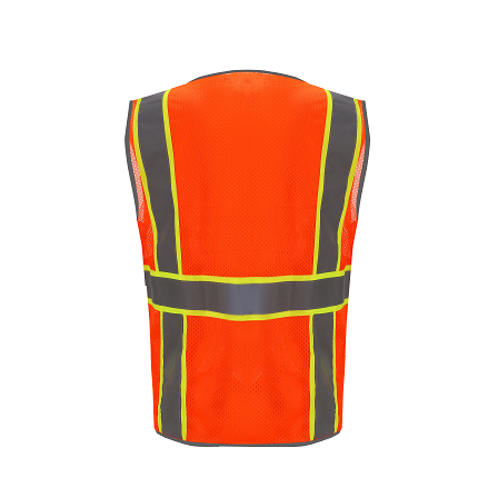 Custom  Heavy Duty Two Tone Mesh Safety Vest With Zipper