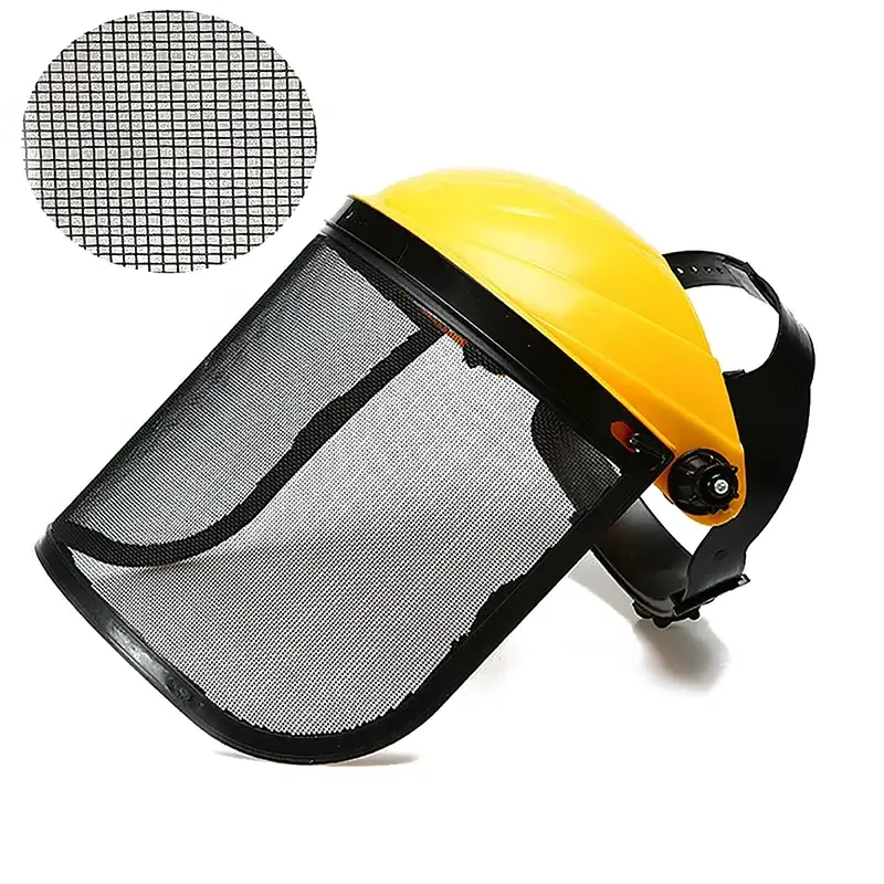 Garden trimmer protective safety helmet with full face mesh visor