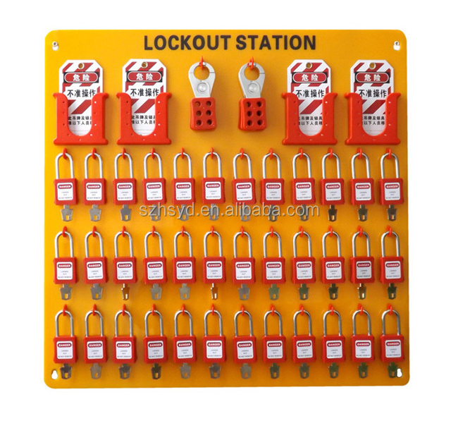 CE certification 36 pc safety padlock+6*6 hole hasp lock+50*PVC lock out tag safety lockout stations