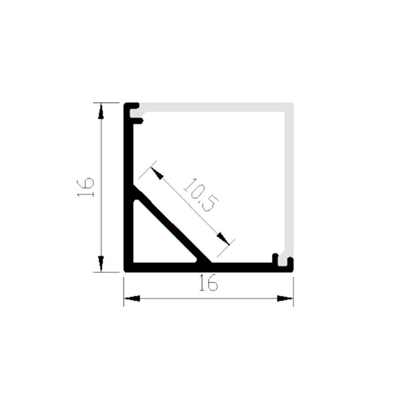 Internal angle 90 corners linear led strip aluminum profiles For LED Flexible Strip Lighting