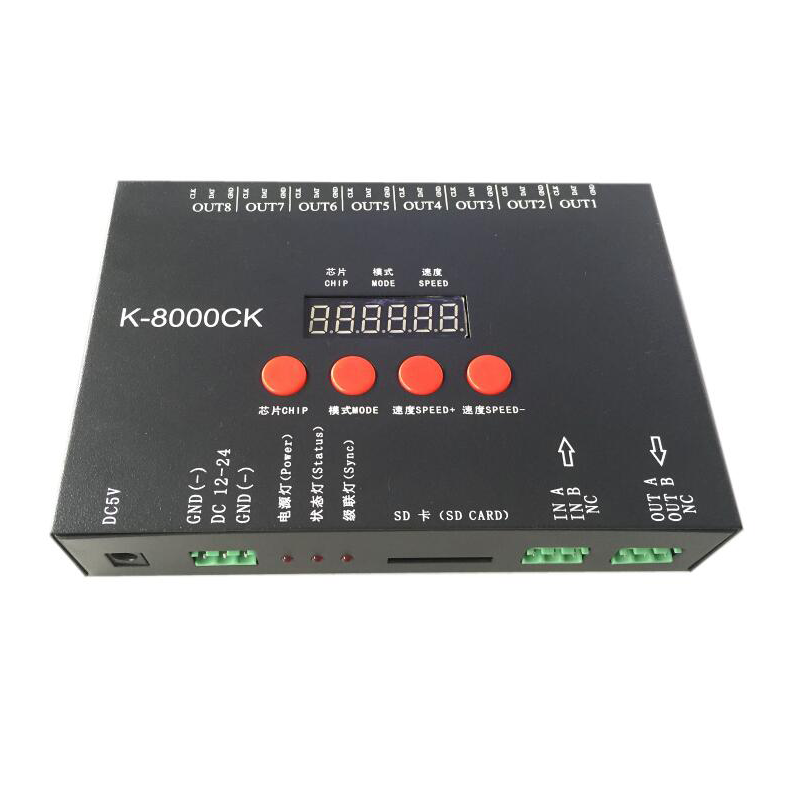 K8000CK DC12 24V RGB 2048 Pixels DMX Lighting Controller SD card Controller Control