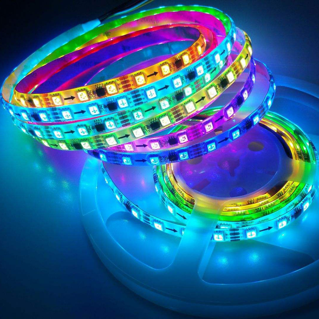 RGB Addressable SPI DMX  Dimmable Cabinet White Lighting Tape Bedroom Ceiling DC 5V 12V 24V LED Strip Light For Indoor Outdoor