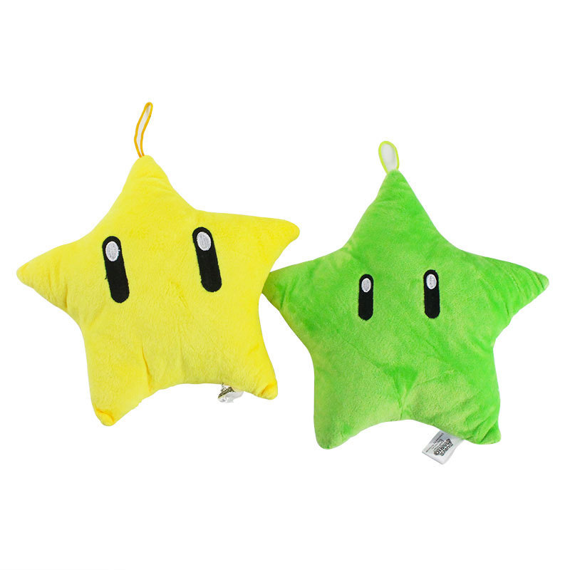 22cm Super Mario Bros Plush Toys Yellow Green Power Star Pillow Soft Stuffed Plush Doll Cushion Children Toy Christmas Gift