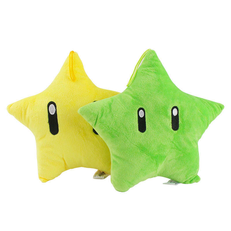 22cm Super Mario Bros Plush Toys Yellow Green Power Star Pillow Soft Stuffed Plush Doll Cushion Children Toy Christmas Gift