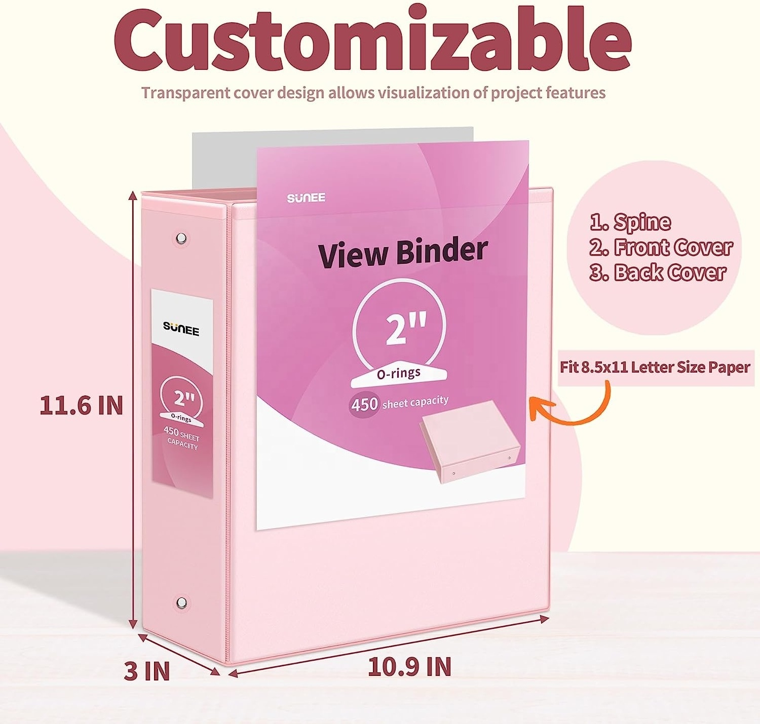 PVC 3 Ring Binder 2 Inch 4 Pack