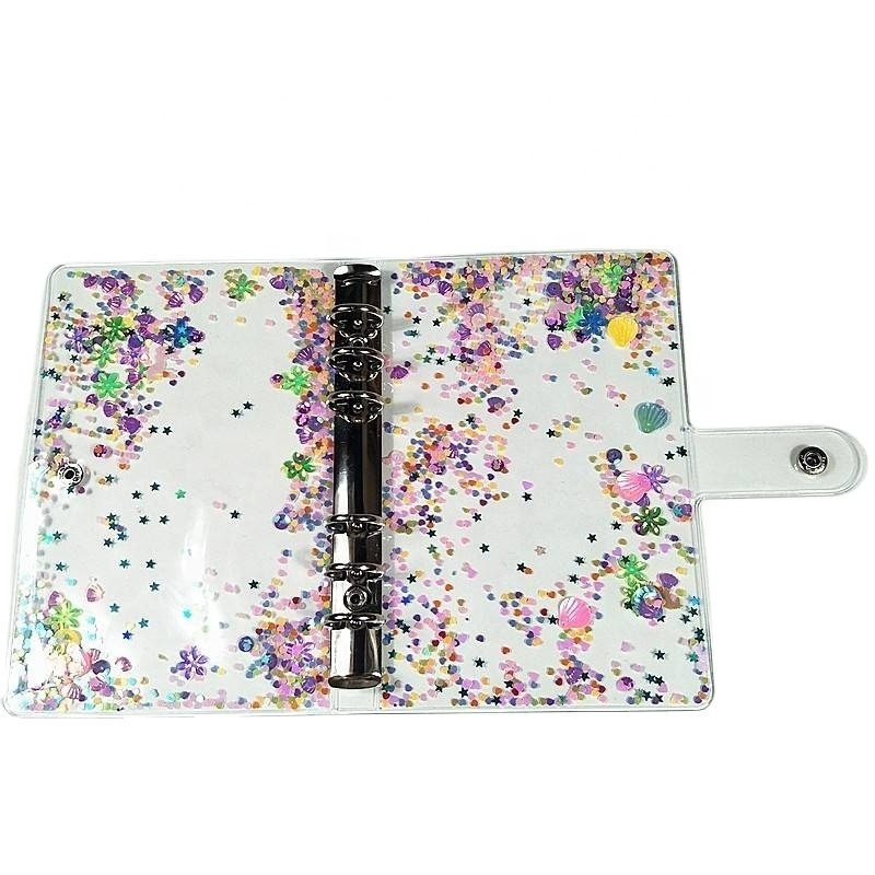 High Quality Custom Personalized PVC Cute Cover Sparkling Quicksand Soft Binder Notebook Cover