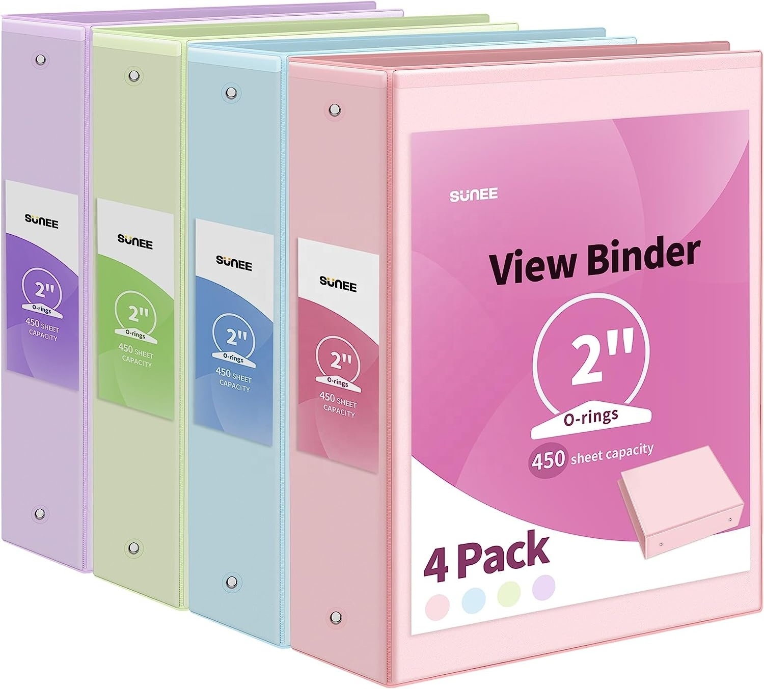 PVC 3 Ring Binder 2 Inch 4 Pack