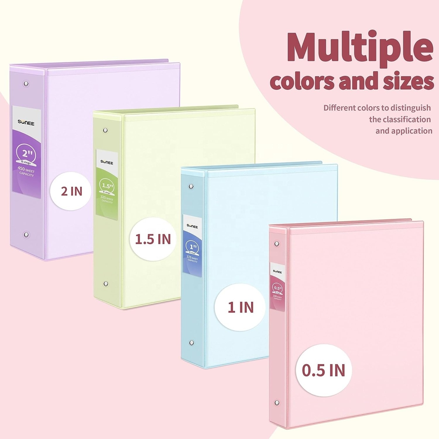 PVC 3 Ring Binder 2 Inch 4 Pack