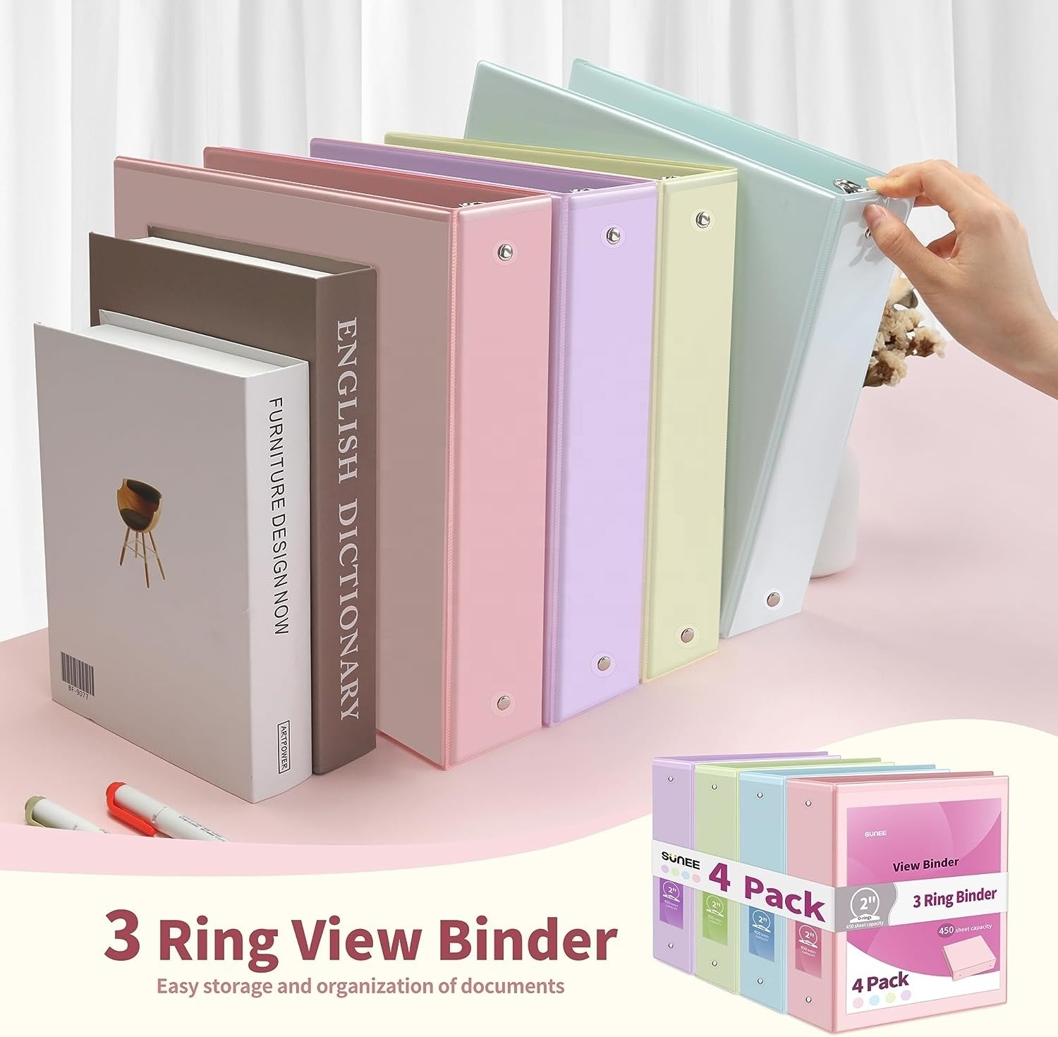 PVC 3 Ring Binder 2 Inch 4 Pack