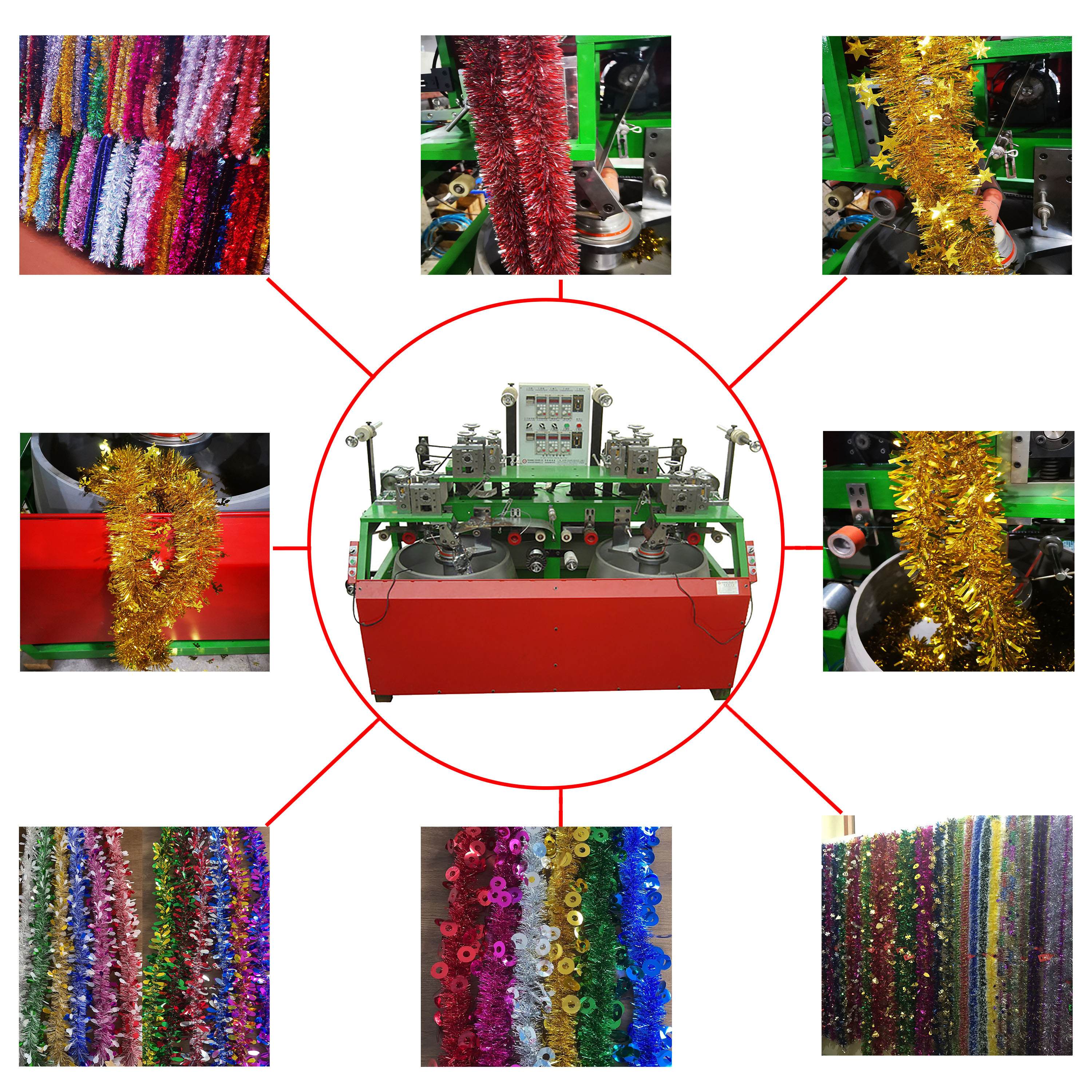 Custom Manufacturer Plant Decoration Jubilation Garland  Equipment Birthday Party Decorations Tinsel Garland Making Machine