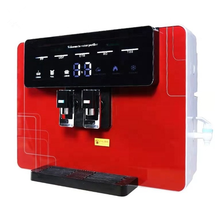 3 taps countertop hot cold normal water dispenser 5 stage RO water purifier