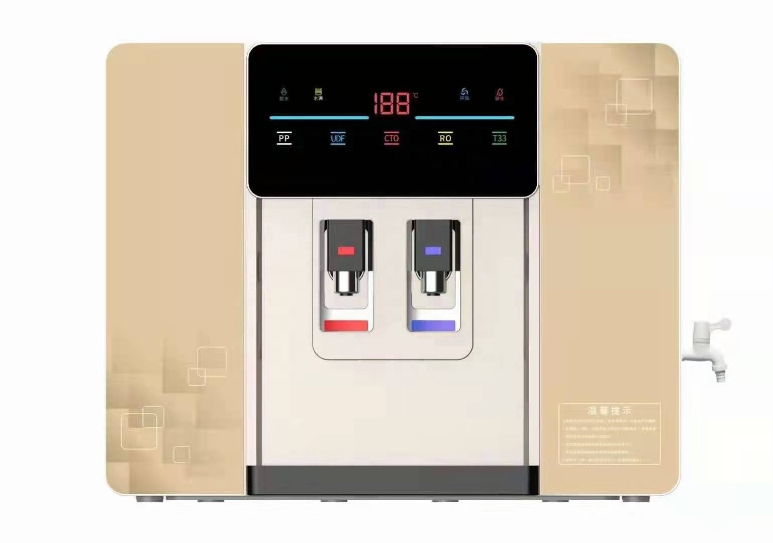 3 taps countertop hot cold normal water dispenser 5 stage RO water purifier