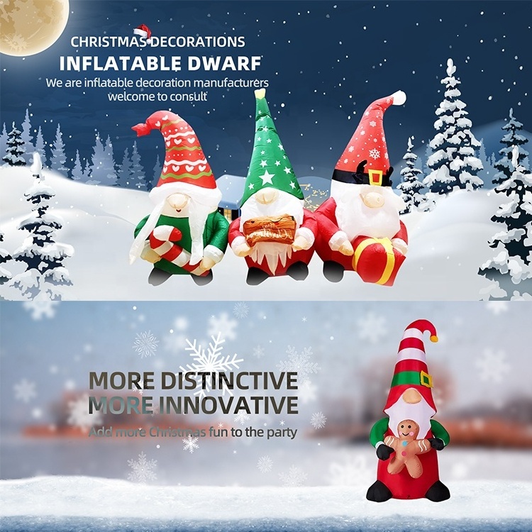 Christmas Inflatable Gnome Outdoor Christmas Decorations Inflatable Garden gnome Build in LED light