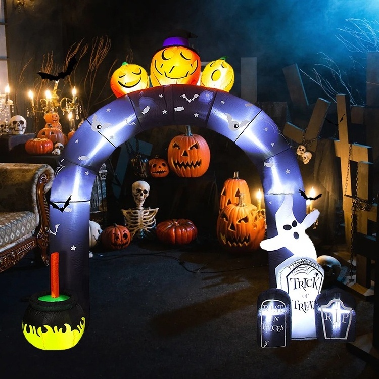 2024 Halloween Promotional Advertising Decorate Inflatable Pumpkin Ghost Arch Inflatable Event Arch With Led Light