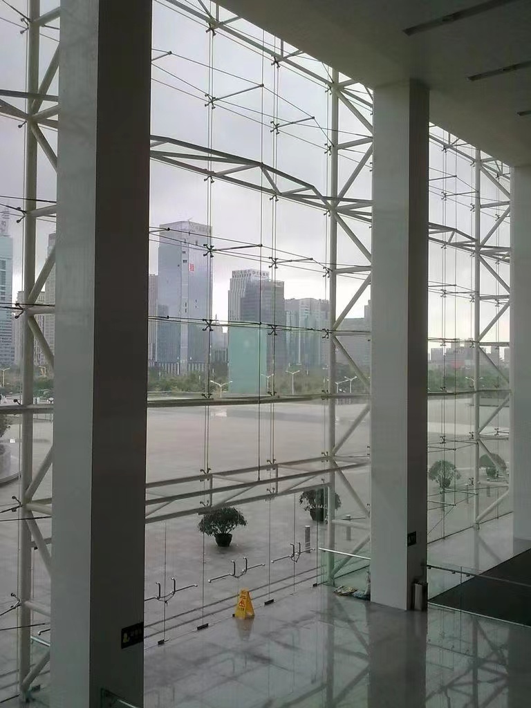 Modern building stainless steel accessories frame less point fixed facade glass spider curtain walls