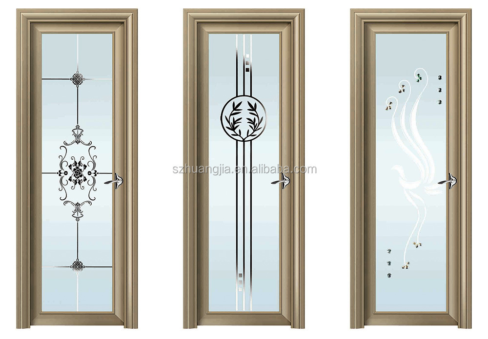 Fashional Pattern Aluminum Comfort Room Door Design with Glass Swing Aluminum Alloy Entry Doors Interior Finished Optional