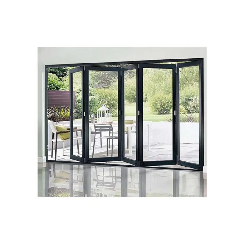 Soundproof Exterior Patio Door Bi fold Aluminium Glass Folding Door Waterproof Accordion Door