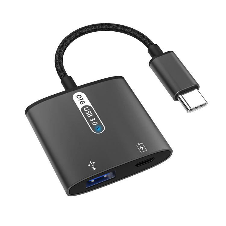 2 in 1 type c otg to usb 3.0 adapter with fast charge usb c otg adapter splitter for Sony Samsung Google