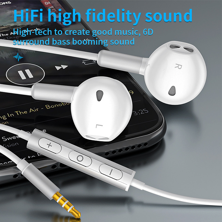 Wired Earphones 3.5 Mm Stereo Earpiece 1.2M Deep Bass In-ear Earphone with Mic and Button Control for Iphone Headphones 3.5mm