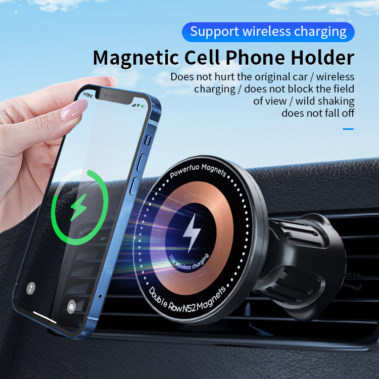 2024 15W Magnetic Wireless Car Charger Fast charging Car Phone Holder Strong Magnet Mobile Phone holder